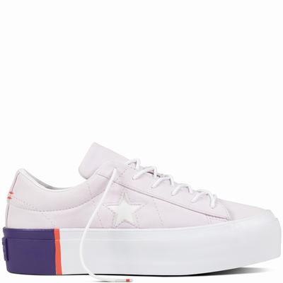 Converse One Star Platform Tri-block Platform Womens - Purple/Coral/White Shoes (228SYDXK)